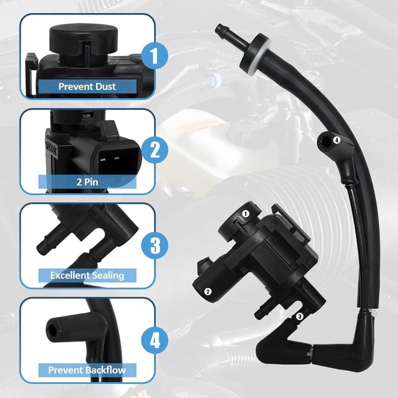 ASKALL 7L1Z-9H465-B 4X4 4WD Vacuum Solenoid Valve FL3Z-3A788-B Check Valve Vacuum Hose Fit for Ford F150 Expedition Lincoln Navigator Replace 926-390 FL34-7A788-AD Auto Hub Lock Vacuum Line Tube - Image 4